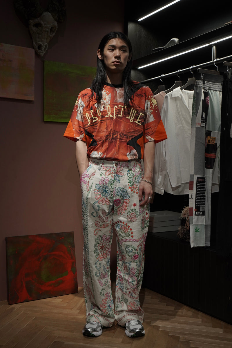 Glass Cypress(グラスサイプレス)のWhite Quilted Cotton Trousers 