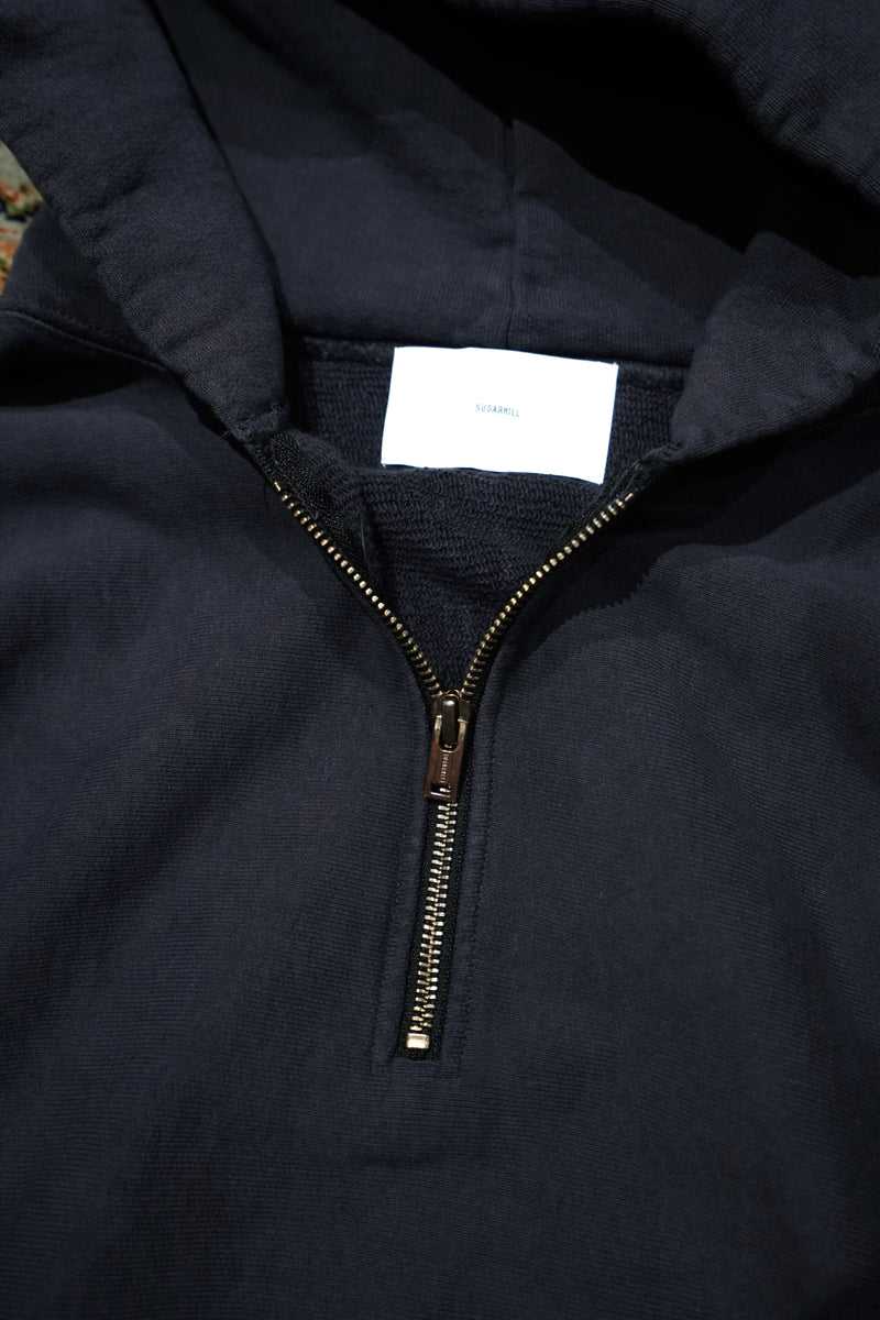 AGED HALF ZIP-UP HOODIE (AGED BLACK)