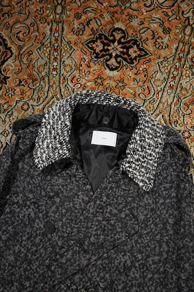 Sugarhill's URETHANE JACQUARD TRENCH COAT (BLACK & WHITE) mail
