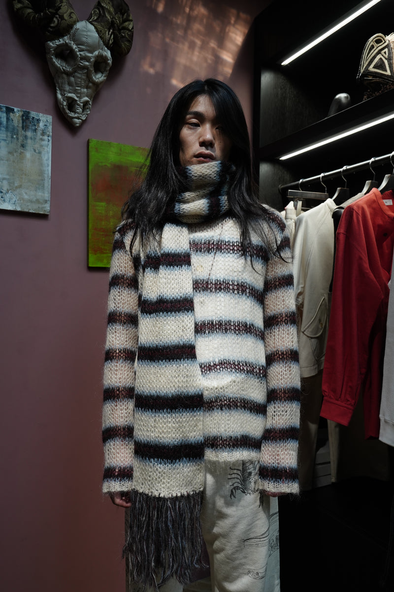SUGARHILL(シュガーヒル)のMOHAIR STRIPE PULLOVER(WINE STRIPE