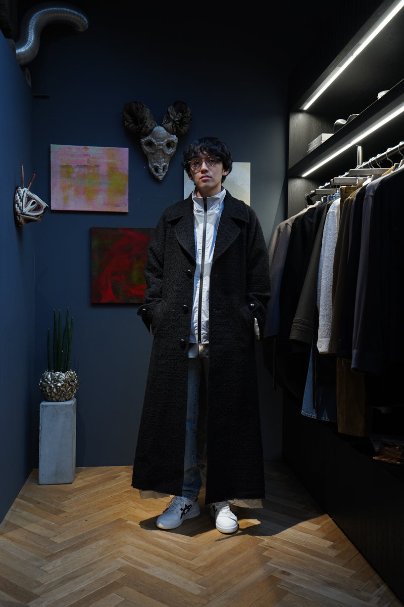 Sugarhill (Sugar Hill) Boucle Wool Long COAT (Black) (Court) Mail