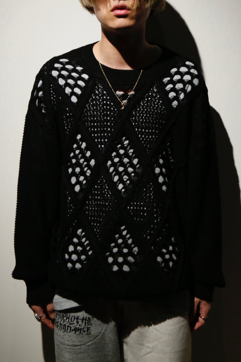 【Children of the discordance】 MESH KNIT Children of the Discordance Mesh Knit Hoodie Black