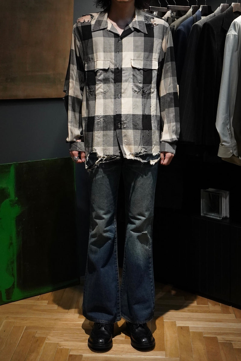 SUGARHILL（シュガーヒル）のBLOCK CHECK CRASHED SHIRT(BLACK AND