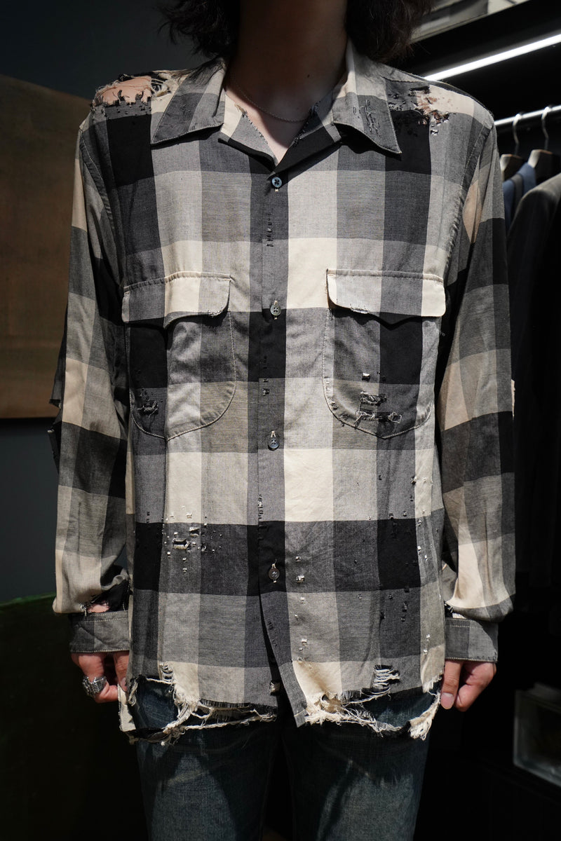 SUGARHILL（シュガーヒル）のBLOCK CHECK CRASHED SHIRT(BLACK AND