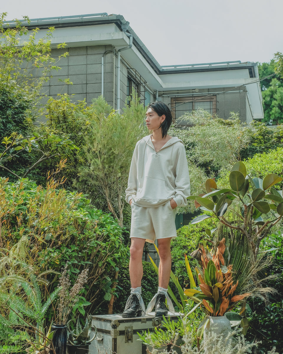 Sugarhill (Sugar Hill) Tirple Stitched Half Zip-Up Hoodie (White