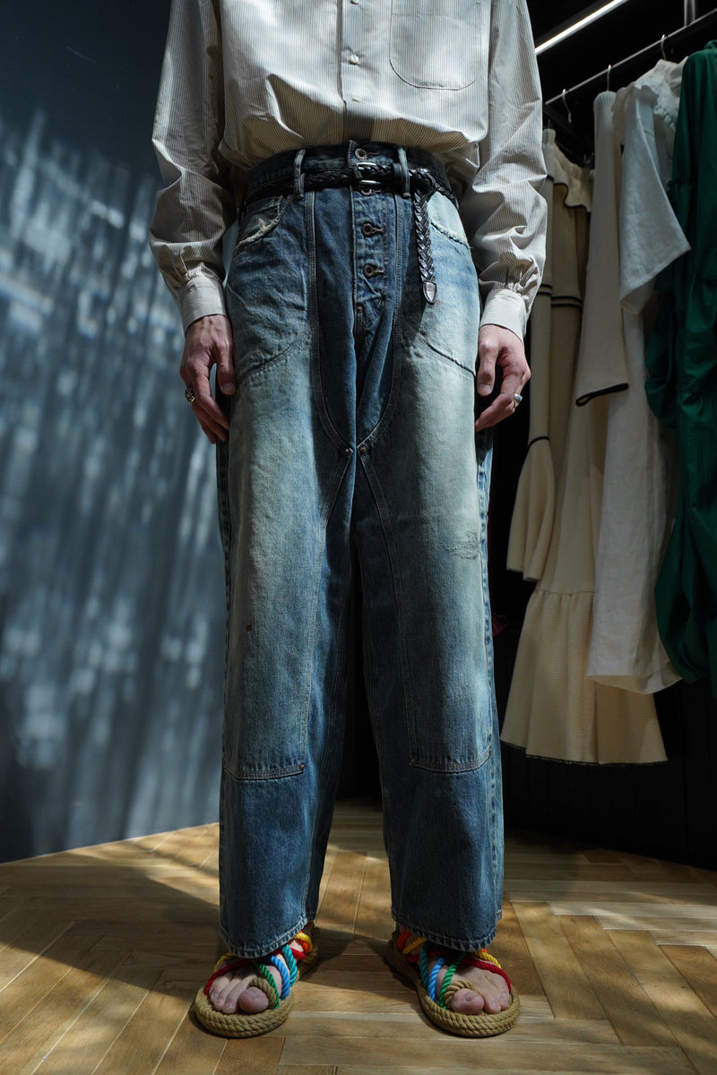Sugarhill's Faded Double Knee Denim Pants Producted by Unused
