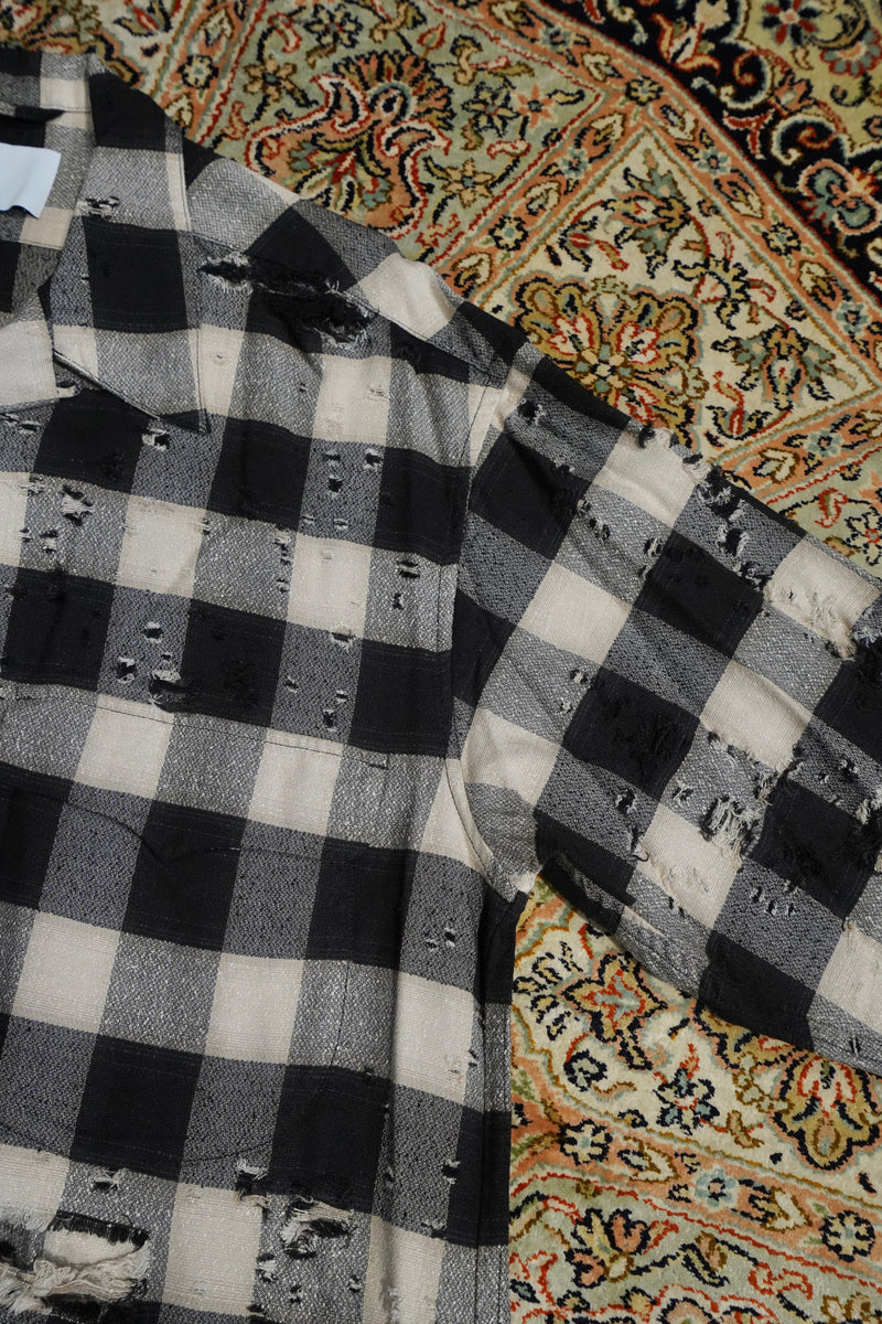 SUGARHILL(シュガーヒル)のDESTRESSED OMBRE PLAID BLOUSE(SAND IVORY