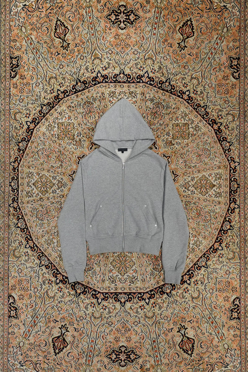 RIVETED ZIP HOODIE (GREY)