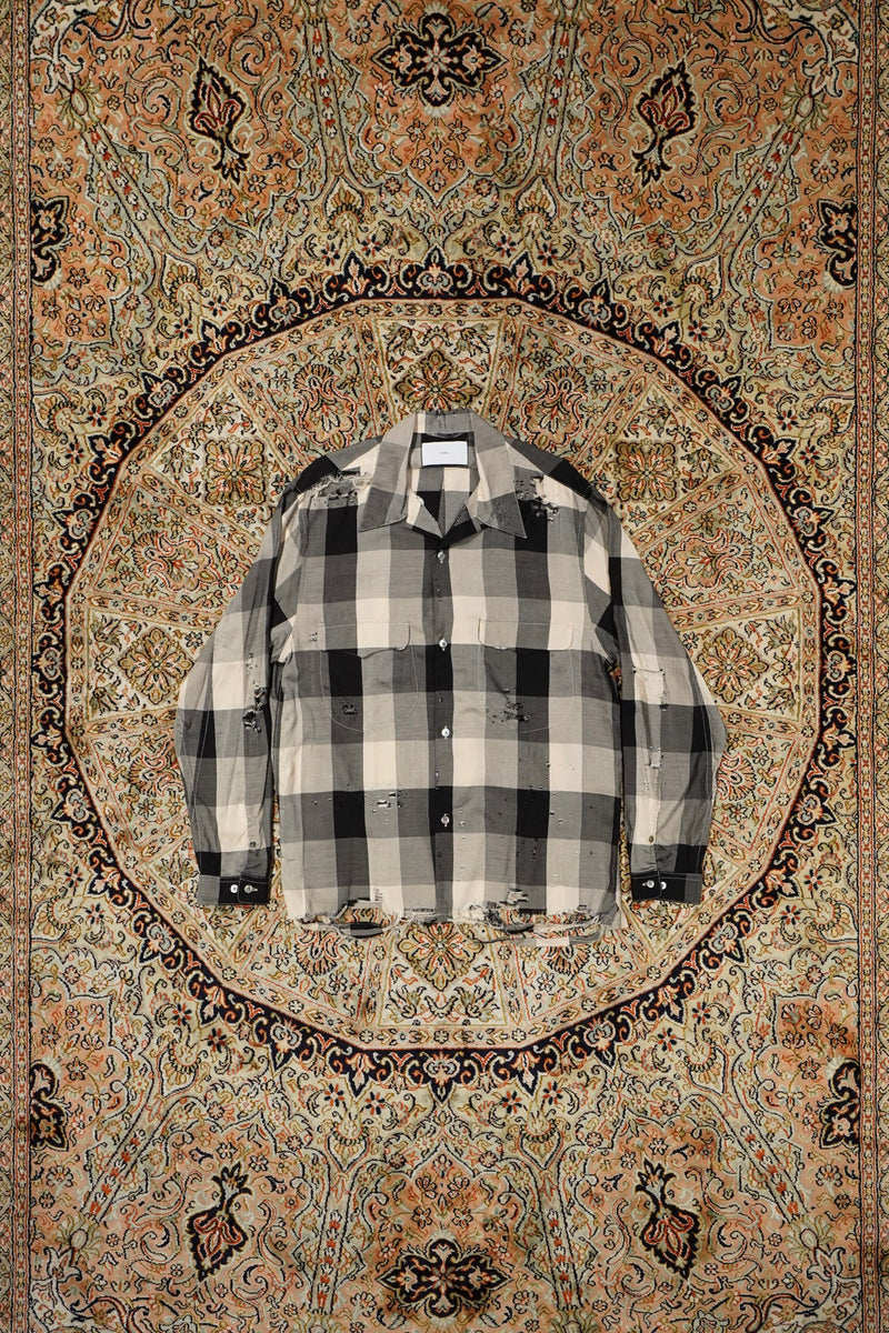 SUGARHILL（シュガーヒル）のBLOCK CHECK CRASHED SHIRT(BLACK AND