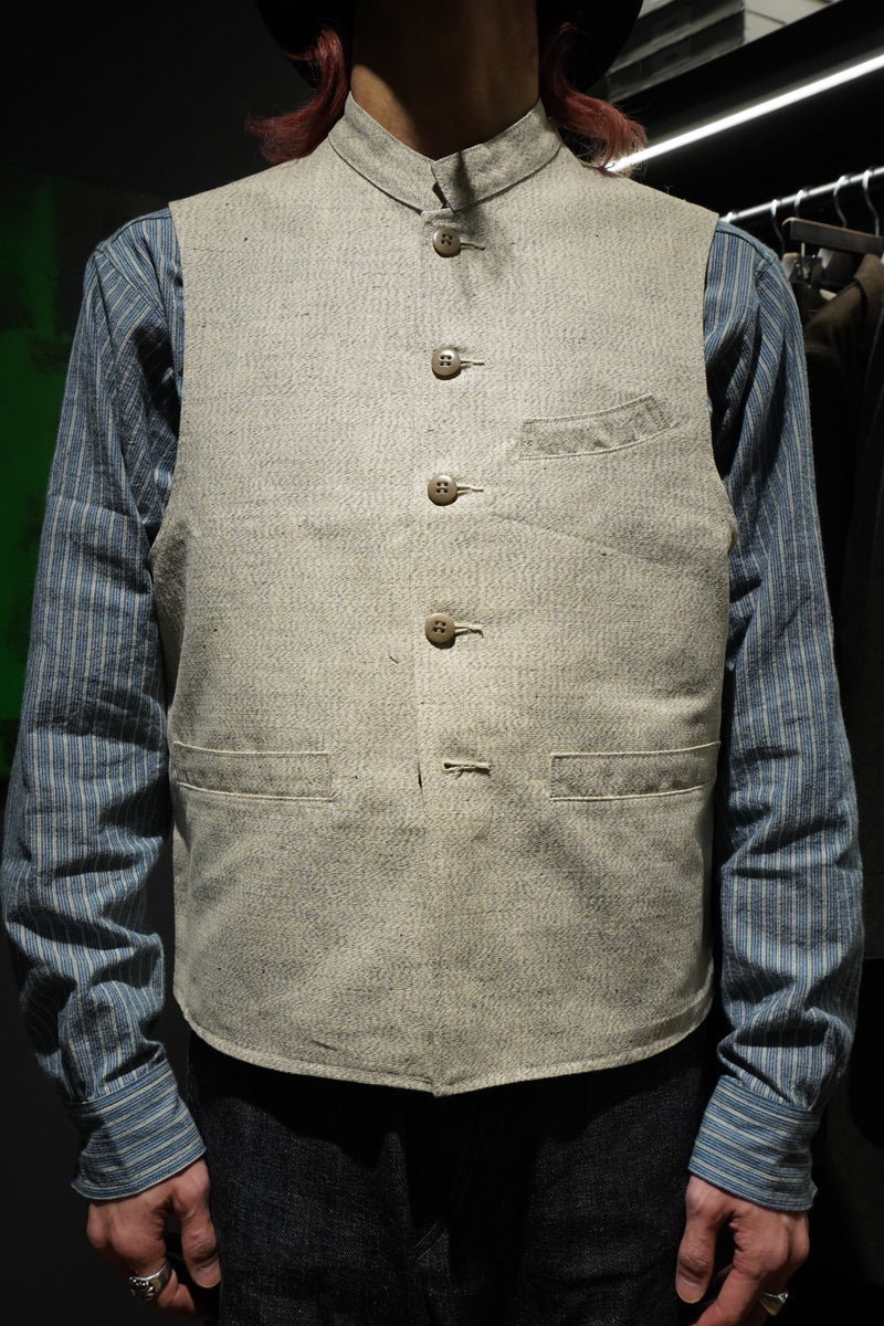 STAND COLLAR VEST (MELANGE IVORY)