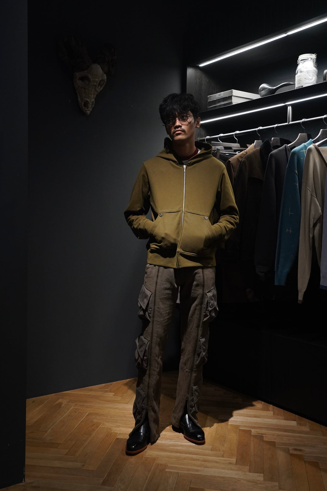 Omar Afridi(オマールアフリディ) のFULL ZIP HOODIE(KHAKI