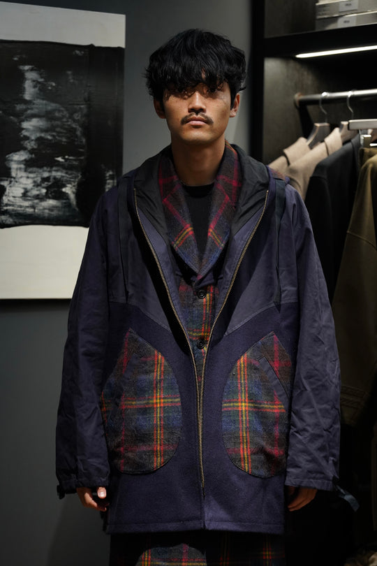 NICHOLAS DALEY's SMOCK ZIP PARKA (ND TARTAN) (coat) (hoodie) mail