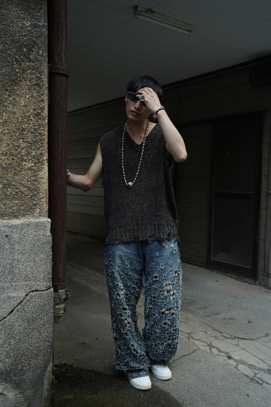 SUGARHILL(シュガーヒル)のCRASHED MODERN DENIM WIDE TROUSERS(FADED