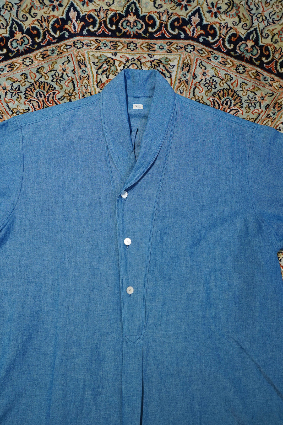 taiga takahashi 23ss ストールキャメル Taiga Takahashi(タイガタカハシ)のSHAWL COLLOR SHIRT(INDIGO