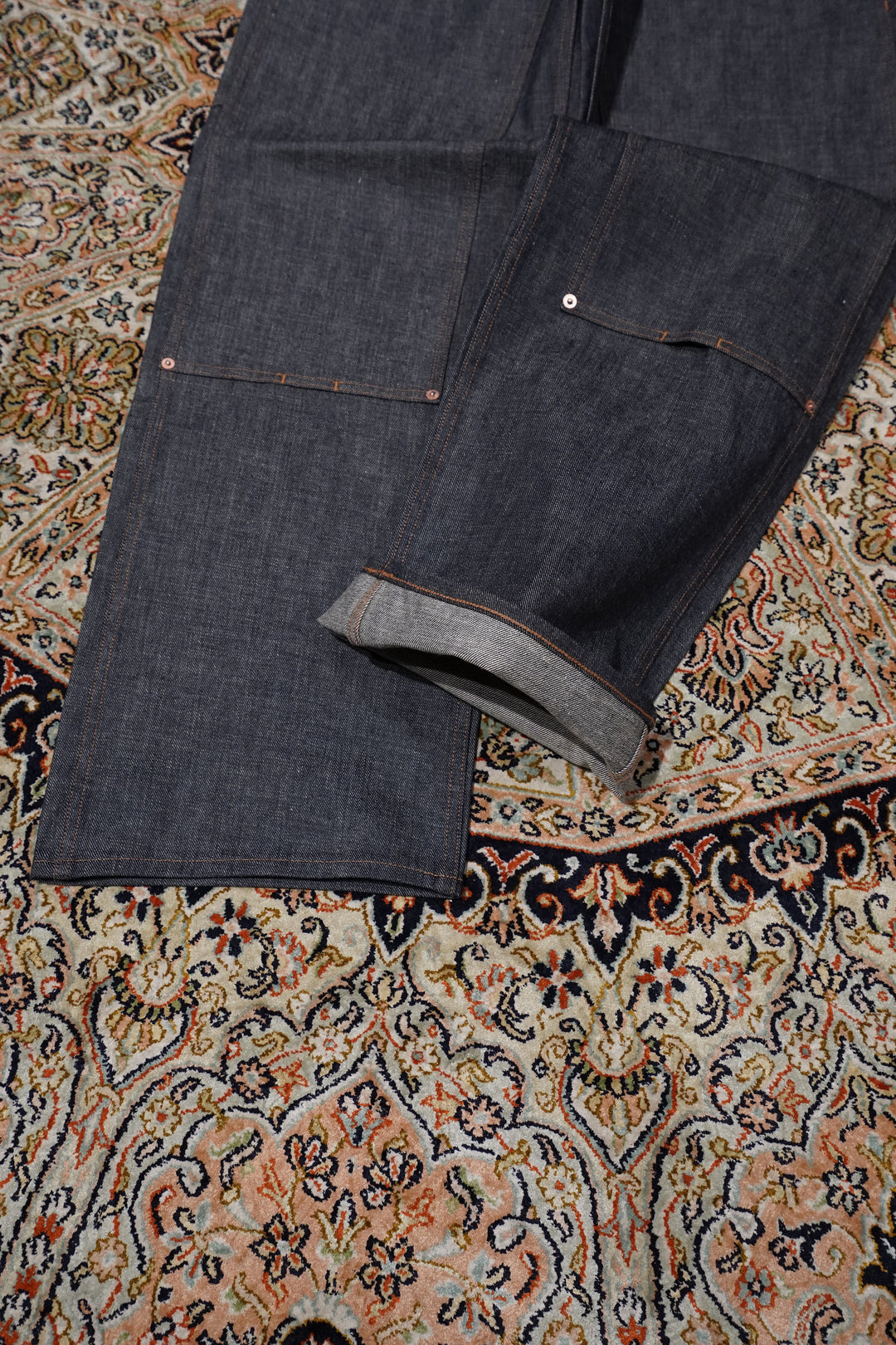 SUGARHILL PAINTER DOUBLE KNEE DENIM TROUSERS (RIGID INDIGO) (denim