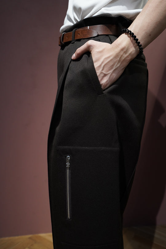 ス*ま様 Omar Afridi Cargo Trousers 46 OMAR AFRIDI (Omar Afuridi) RiveTed Wide Cropped Trousers (Black