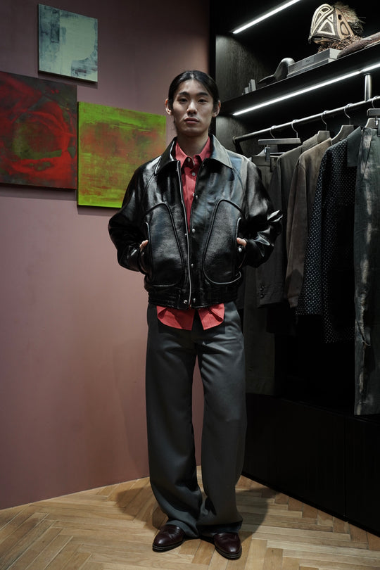26SS シュガーヒル SHRINK BOMBER JACKET 2 SUGARHILL】SHRINK BOMBER JACKET(BLACK SHRINK)｜シュガーヒル レザー