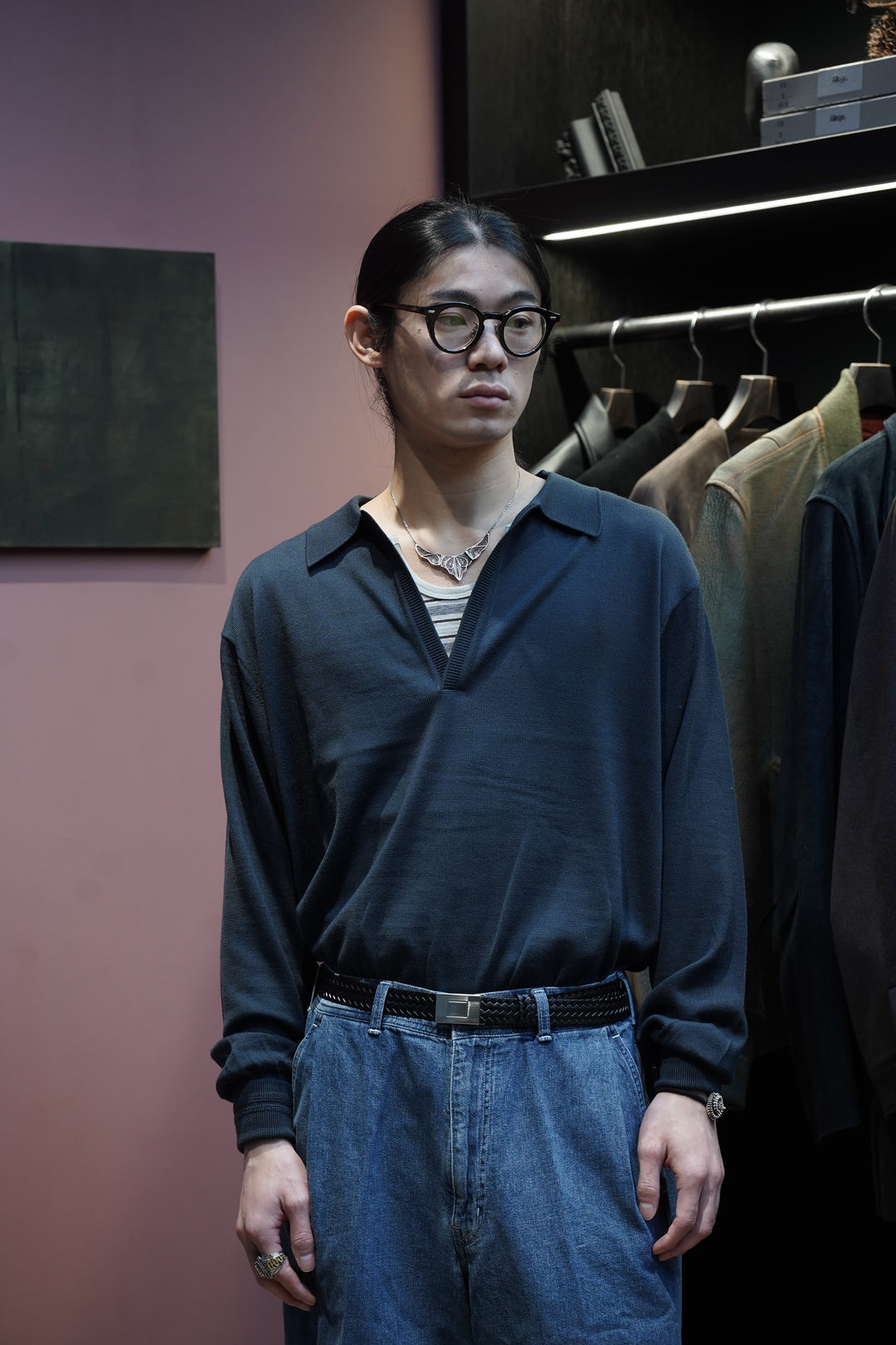 SUGARHILL(シュガーヒル)26SSのWOOL KNIT POLO(NAVY)(ニット)の通販