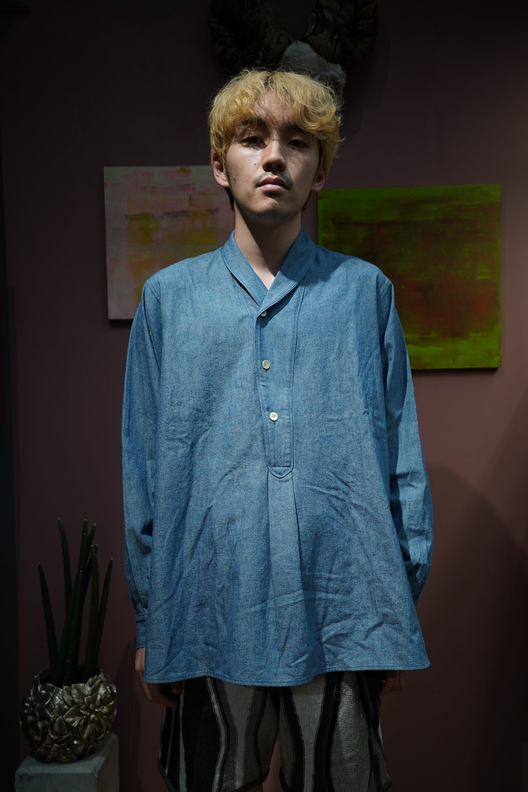 T.T シャツ　taiga takahashi size14 Taiga Takahashi(タイガタカハシ)のSHAWL COLLOR SHIRT(INDIGO)(シャツ