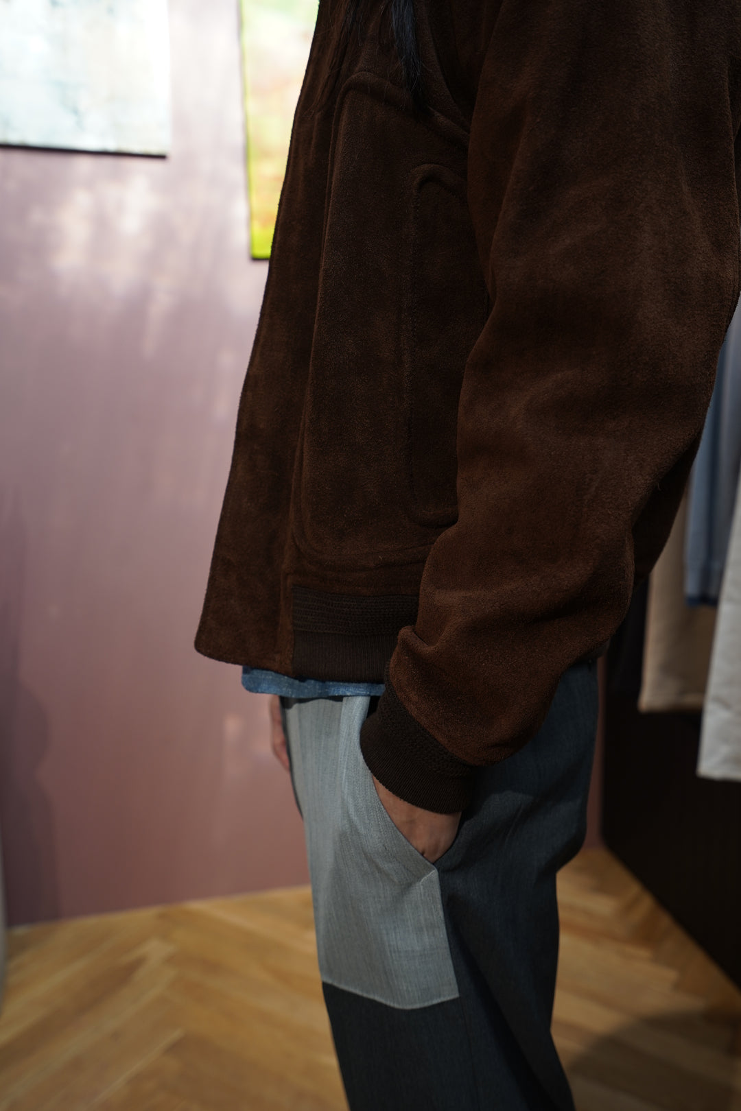 SUGARHILL(シュガーヒル)のSUEDE PIPING LEATHER BLOUSON(BROWN