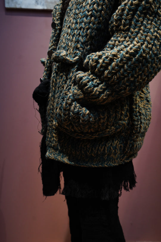 トップス STEAF 24AW SYMBIOSIS HAND KNIT BLOUSON STEAF(スティーフ) 2024AWのSYMBIOSIS HAND KNIT BLOUSON (ASPHALT