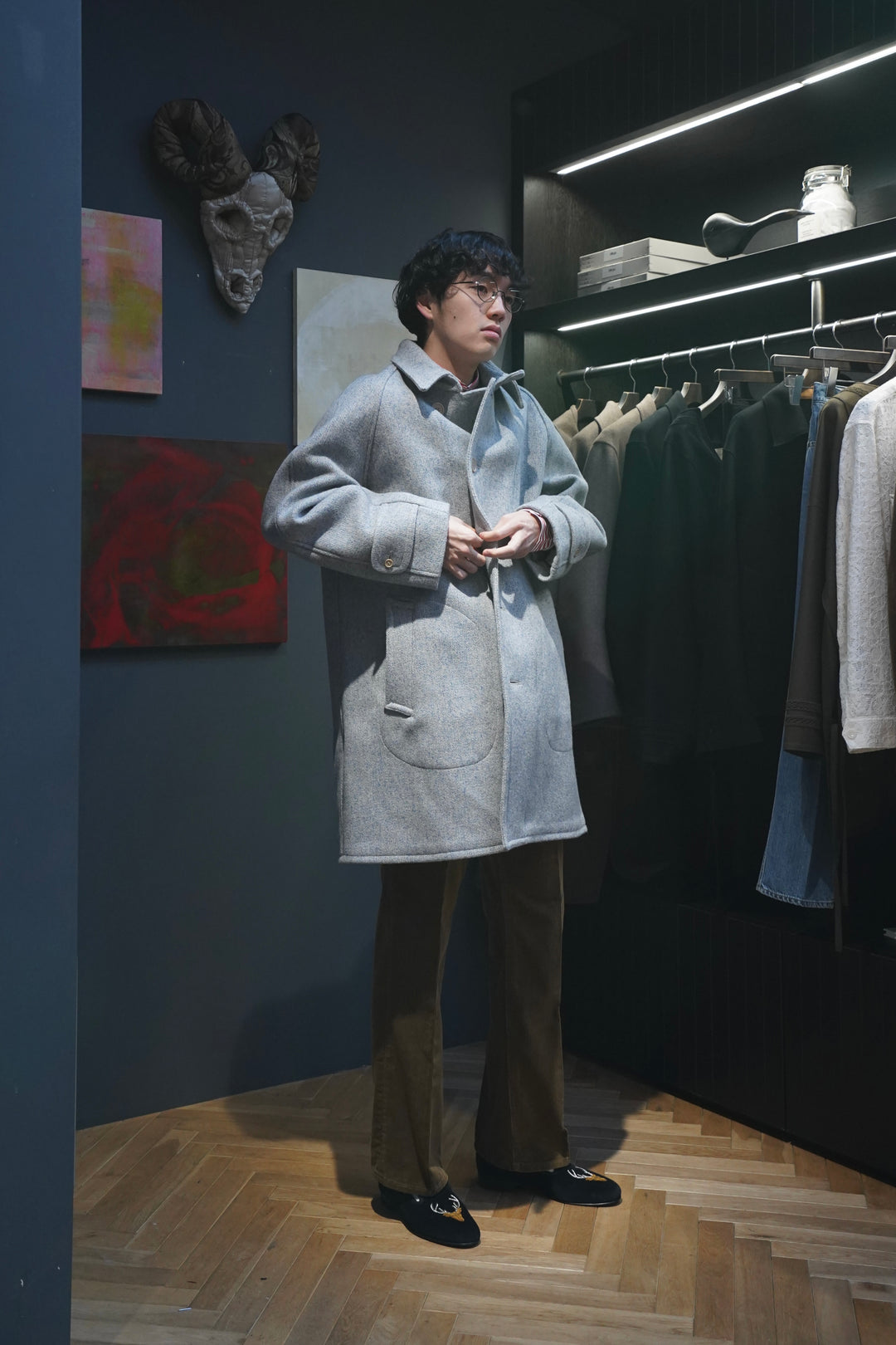 Taiga Takahashi(タイガタカハシ)のCHIN STRAP COAT(MIX BEIGE