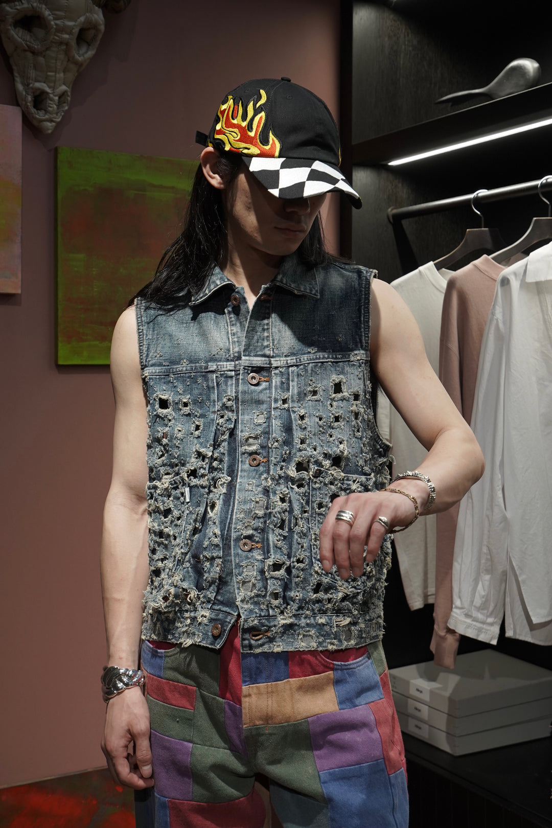 SUGARHILL的CRASHED MODERN DENIM VEST(FADED INDIGO) | CEDARWOOD网上