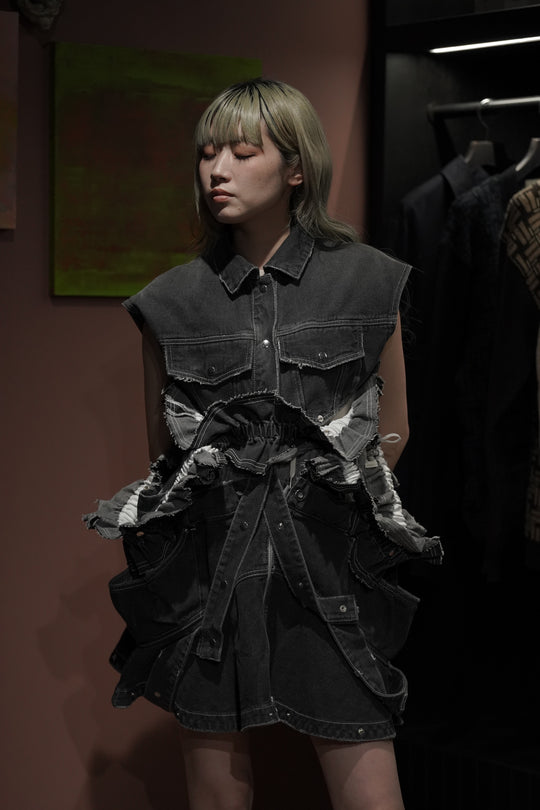 福袋売れ残りセール HOUGA(ホウガ)のjean belt(black)(ベスト)の通販 frill トップス