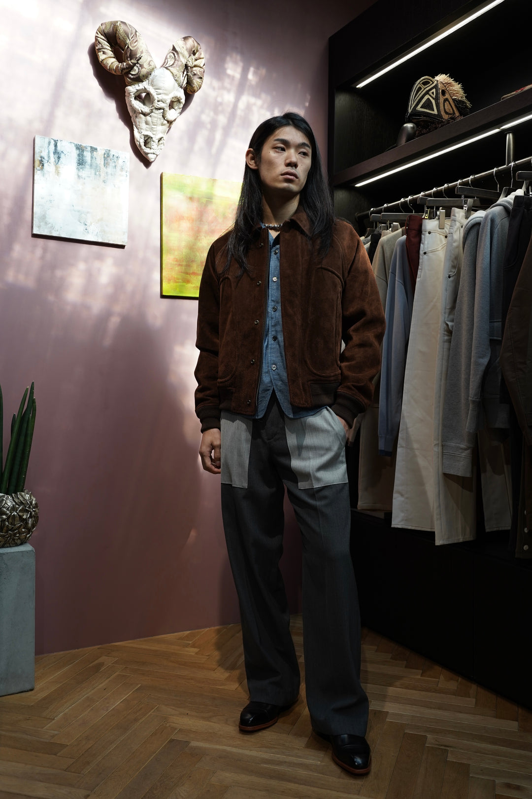 SUGARHILL(シュガーヒル)のSUEDE PIPING LEATHER BLOUSON(BROWN