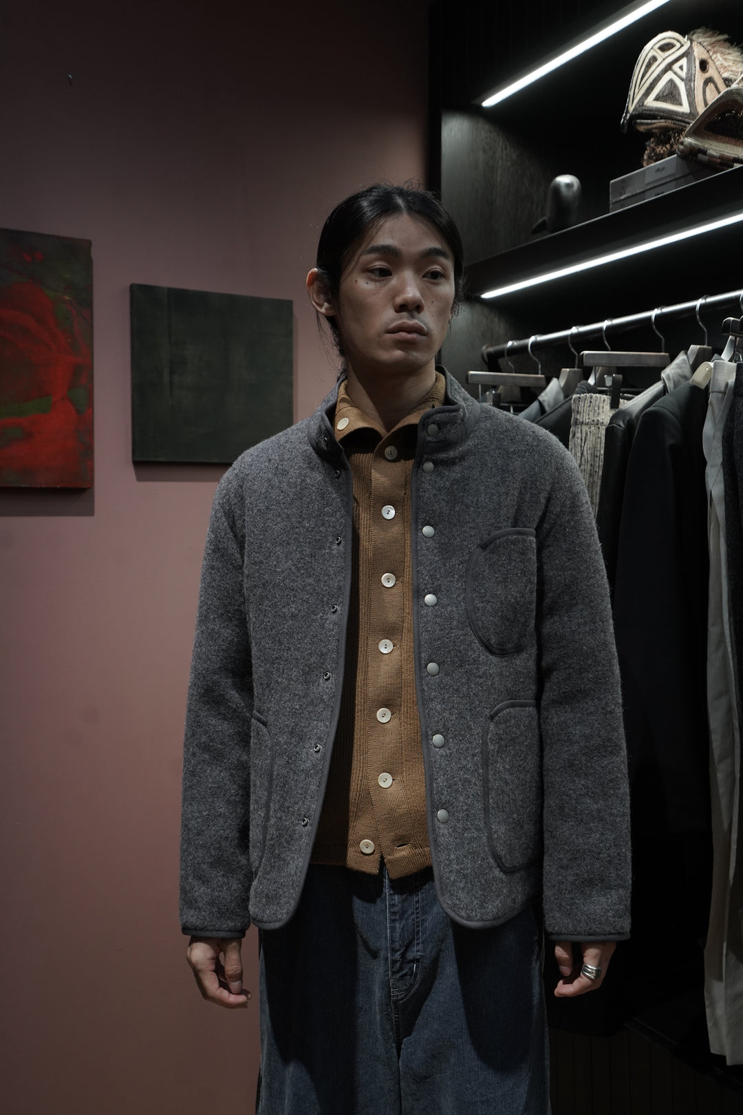 Taiga Takahashi(タイガタカハシ)のQUILT LINING BLANKET JACKET(GRAY