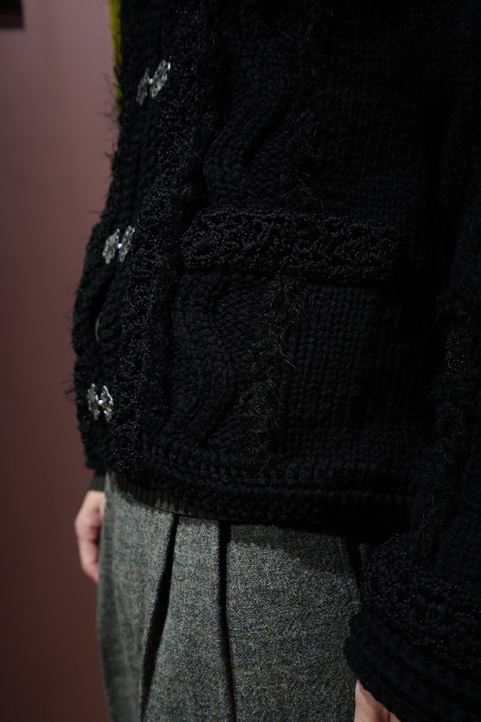 美品 24AW SARTO TYROLEAN JACKET ニット ジャケット SARTO サルト 24AW TYROLEAN JACKET チロリアン ジャケット ブラック