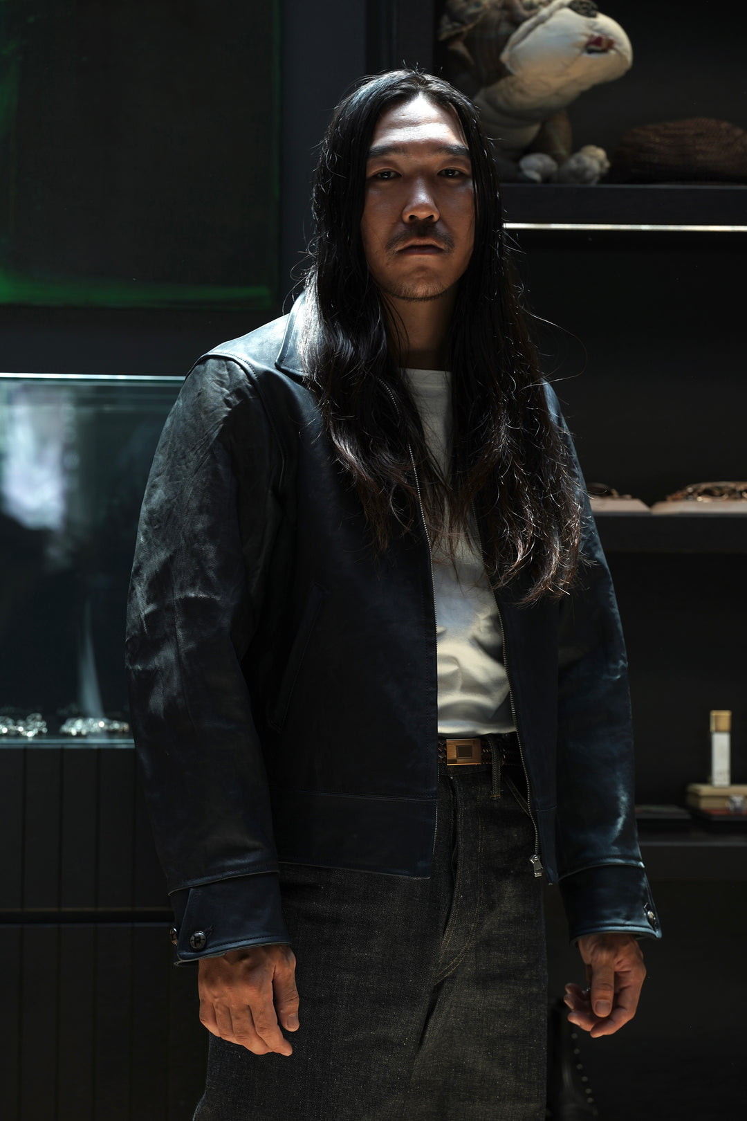 【新品未使用タグ付き】レオナール　ナイロンジャンバー Taiga Takahashi(タイガタカハシ)のCOSSACK LEATHER JACKET(AI DYED