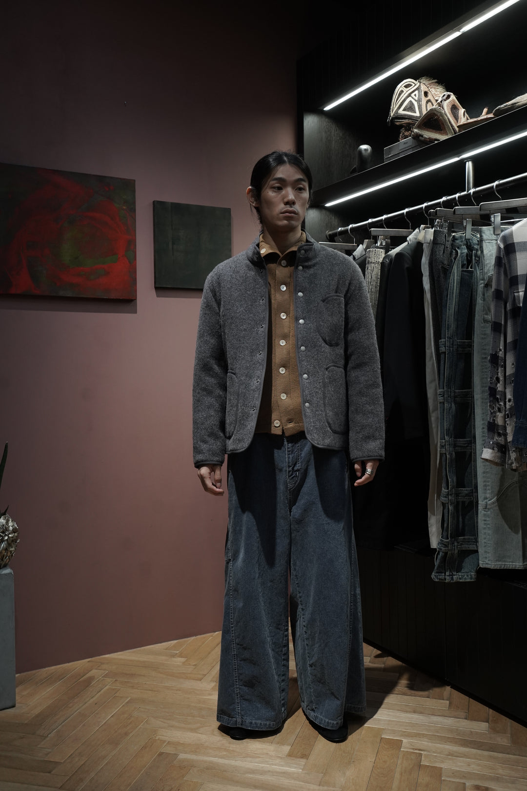 Taiga Takahashi(タイガタカハシ)のQUILT LINING BLANKET JACKET(GRAY