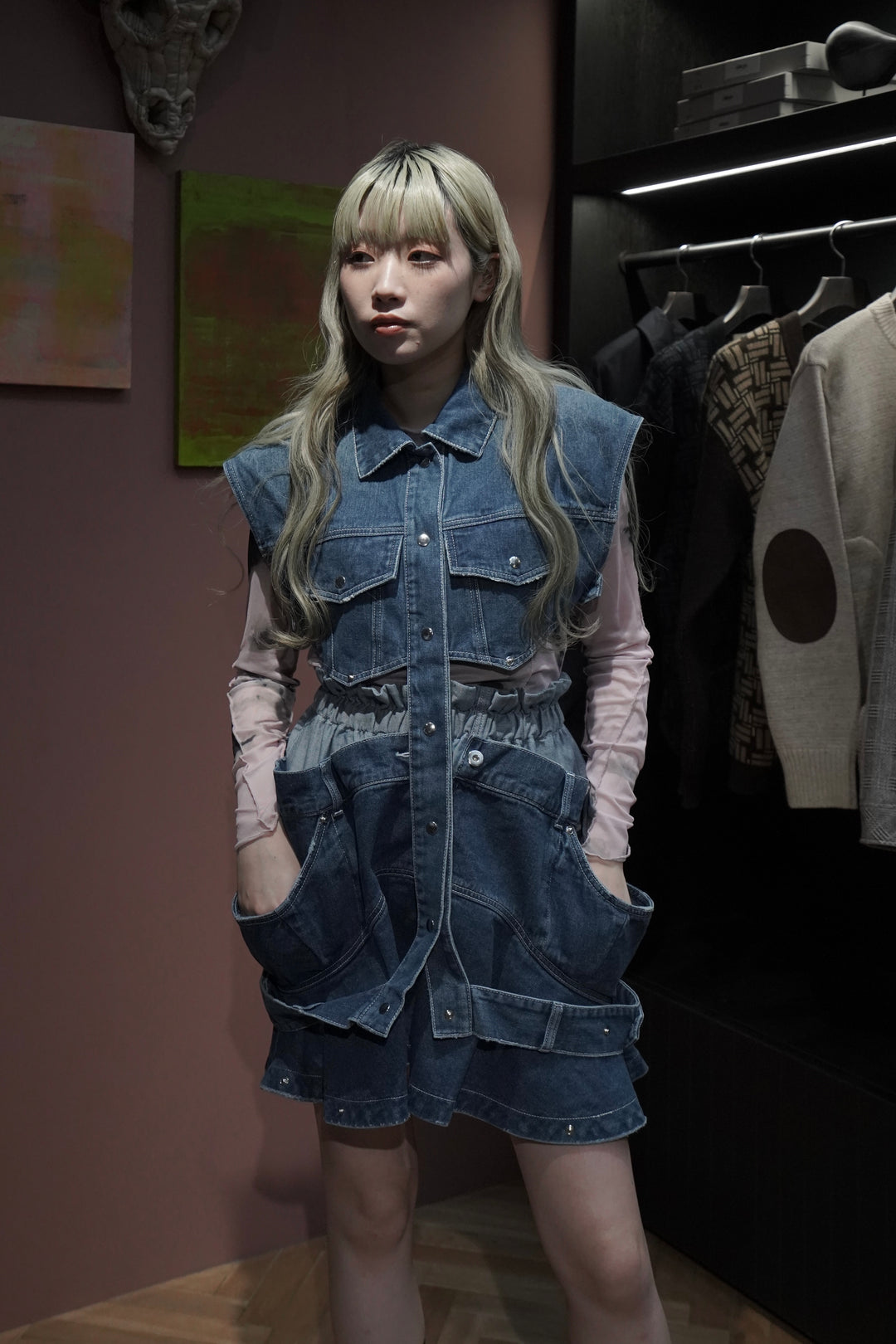 HOUGA(ホウガ)のjean skirt tops(blue)(スカート)の通販 | CEDARWOOD