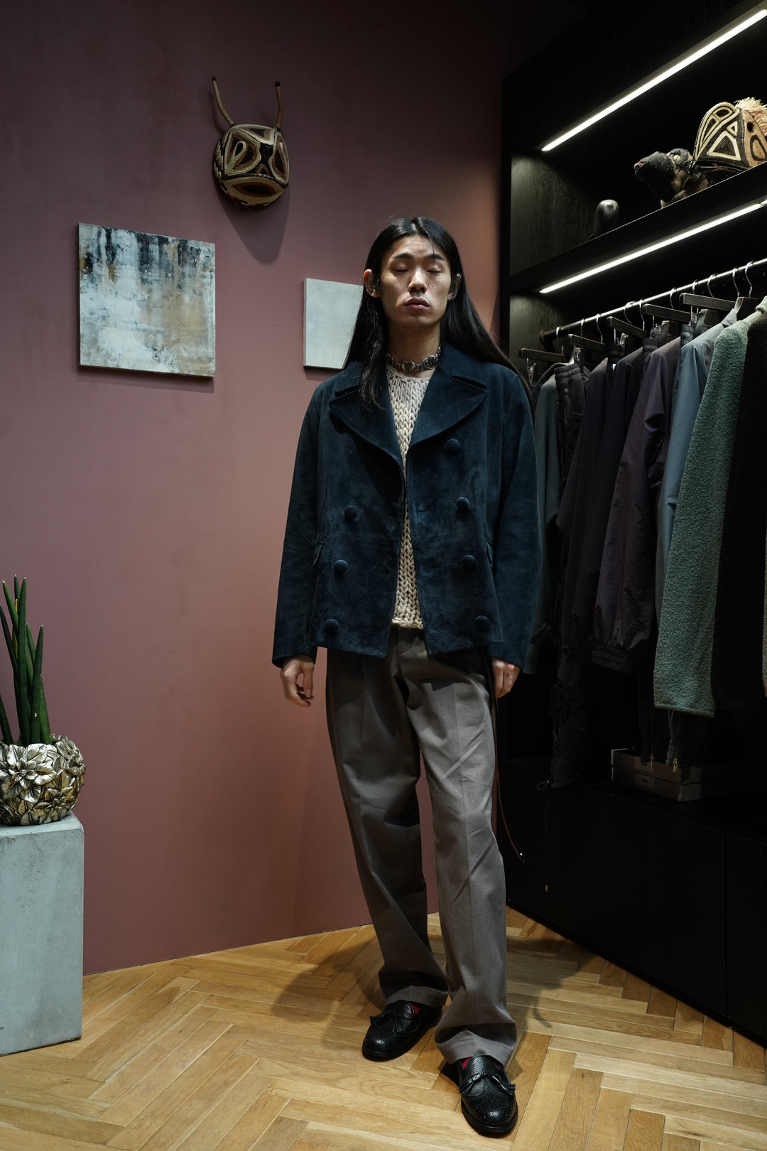 SUGARHILL(シュガーヒル)25AWのSUEDE LEATHER BLOUSON(DARK NAVY