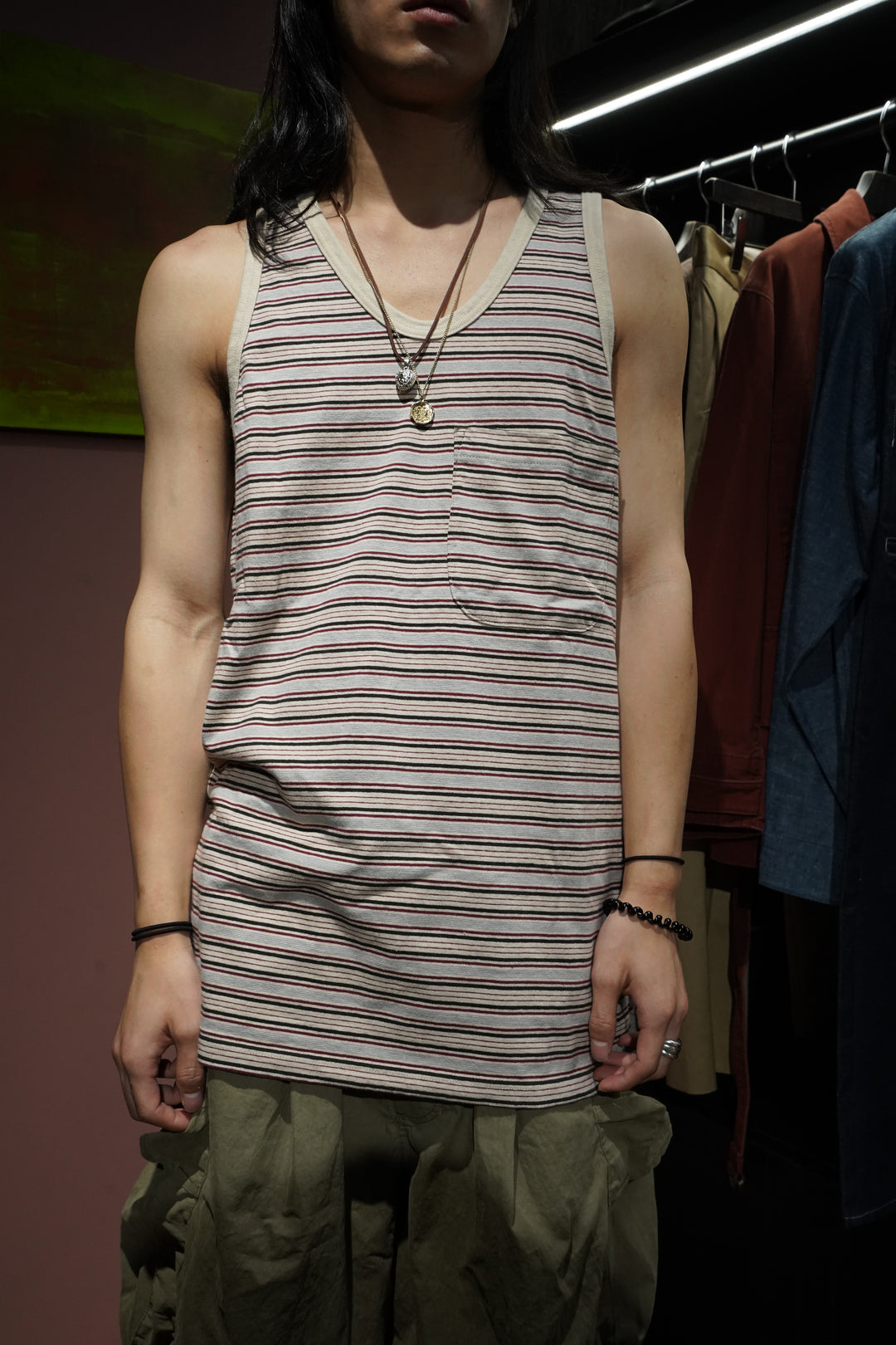 SUGARHILL(シュガーヒル)のSTRIPE TANK TOP(WINE STRIPE)(タンクトップ 