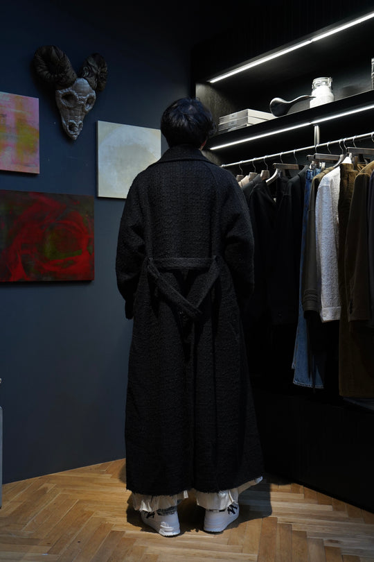 ジャケット・アウター SUGARHILL Boucle Wool Long Coat Sugarhill (Sugar Hill) Boucle Wool Long COAT (Black) (Court) Mail