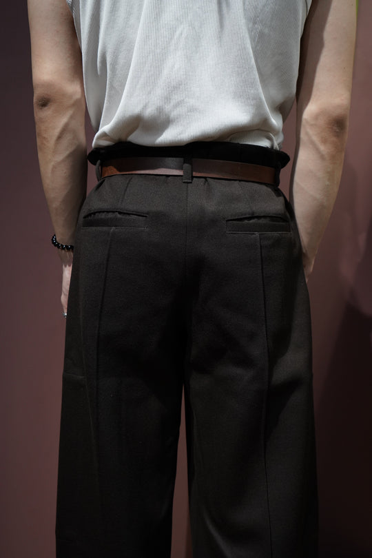 OMAR AFRIDI (Omar Afuridi) RiveTed Wide Cropped Trousers (Black