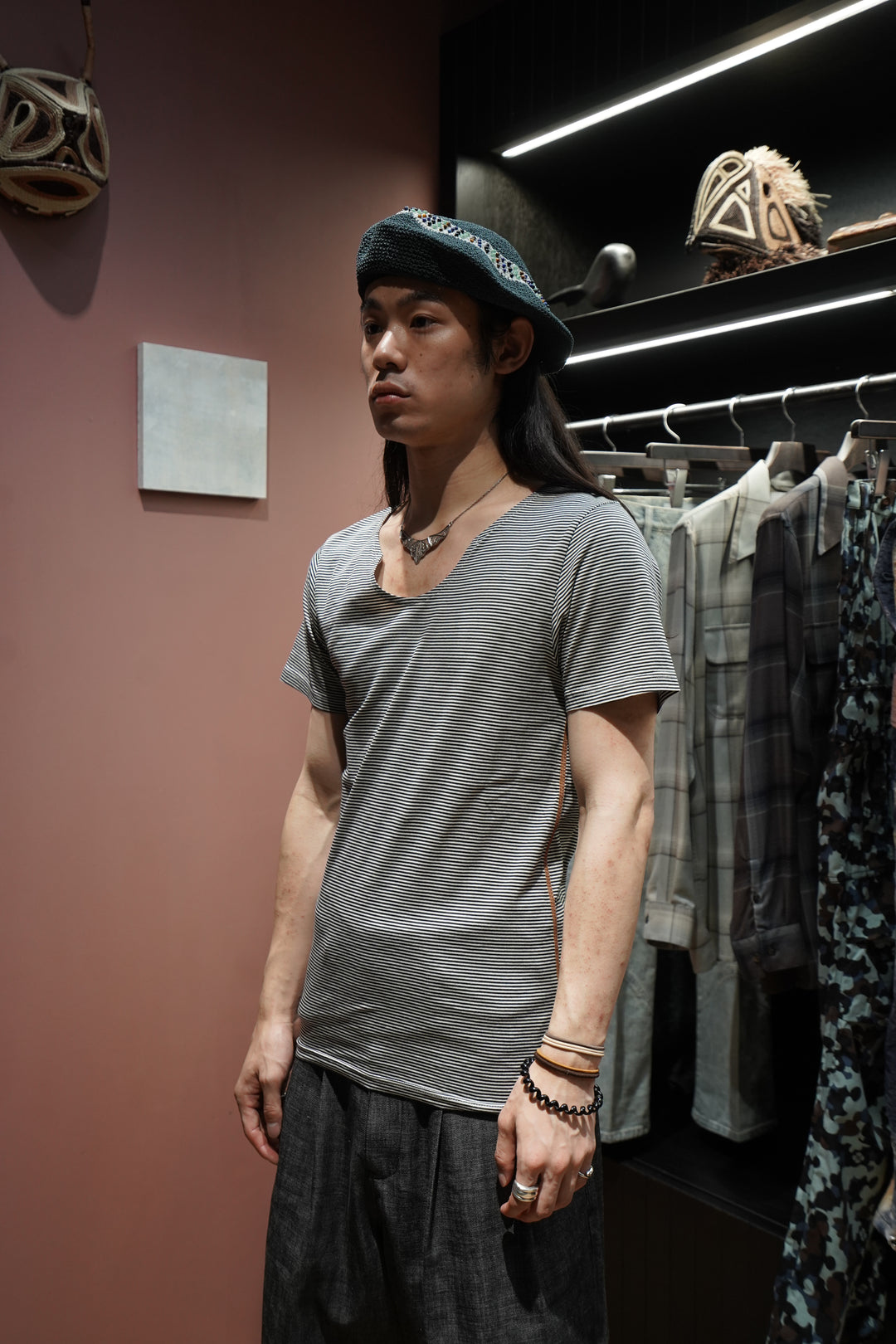 SUGARHILL(シュガーヒル)2025MIDSのSTRIPE TEE(BLACK X ECRU)(トップス