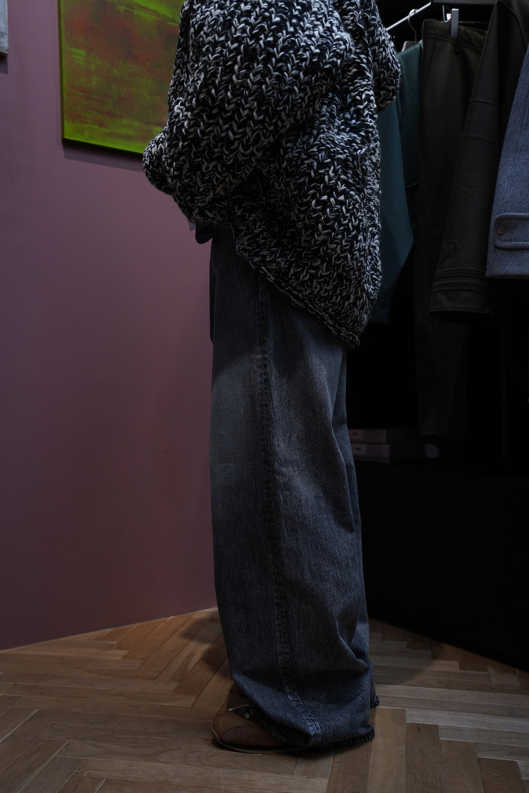 SUGARHILL(シュガーヒル)のFOILED DENIM TROUSERS WIDE CUT(BLACK