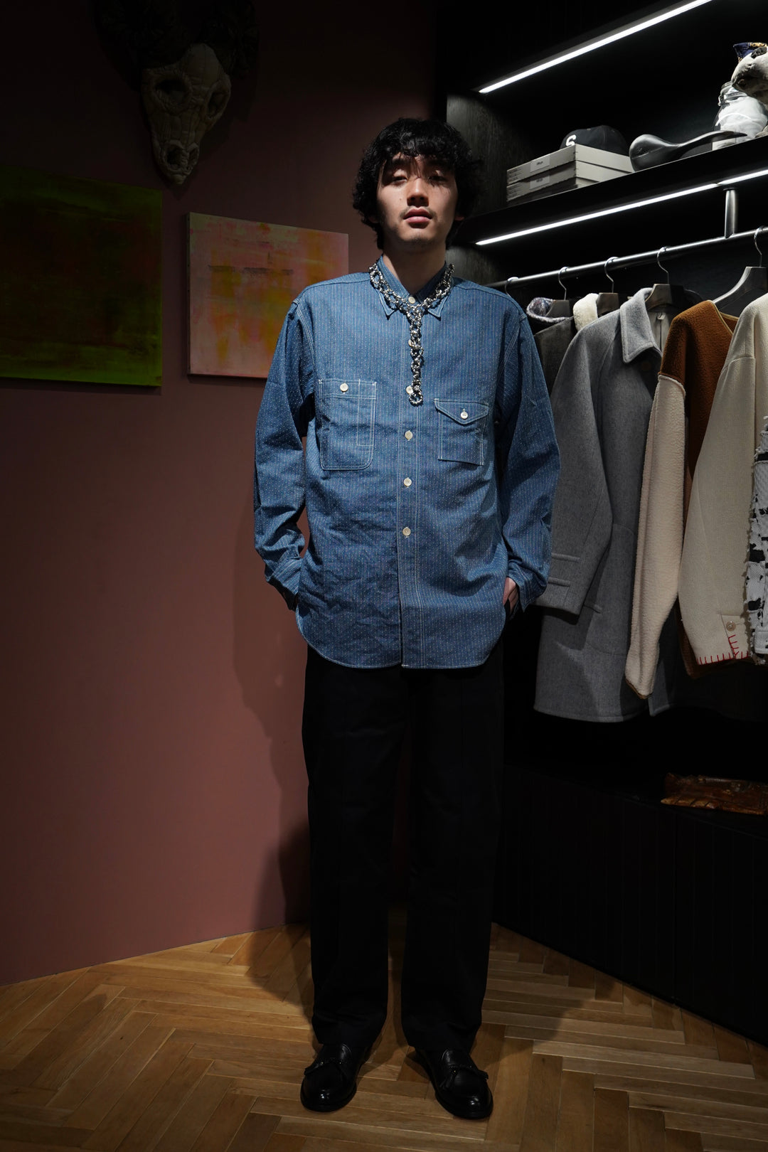 タイガタカハシ　Taiga Takahashi ワークシャツ Taiga Takahashi(タイガタカハシ)のWORK SHIRT(INDIGO)(シャツ)の通販