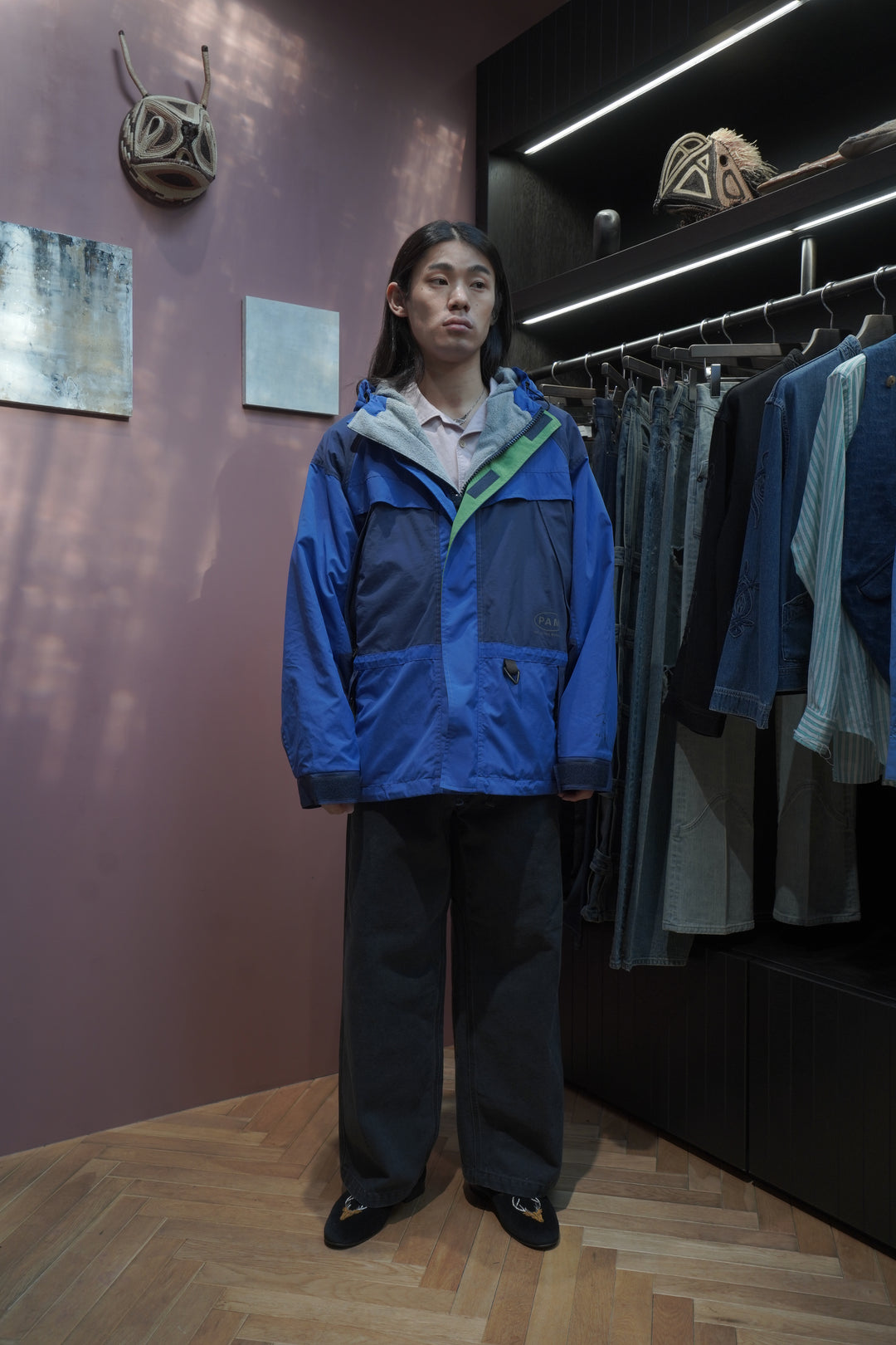 ジャケット・アウター Yuzulawgy handmade herringbone jaket Vtg 90s 42R Gray White Herringbone Tweed Wool Mens Blazer