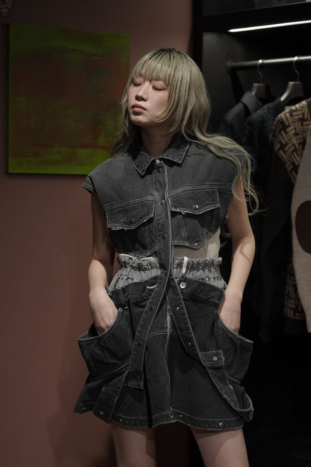 HOUGA(ホウガ)のjean skirt tops(black)(スカート)の通販 | CEDARWOOD