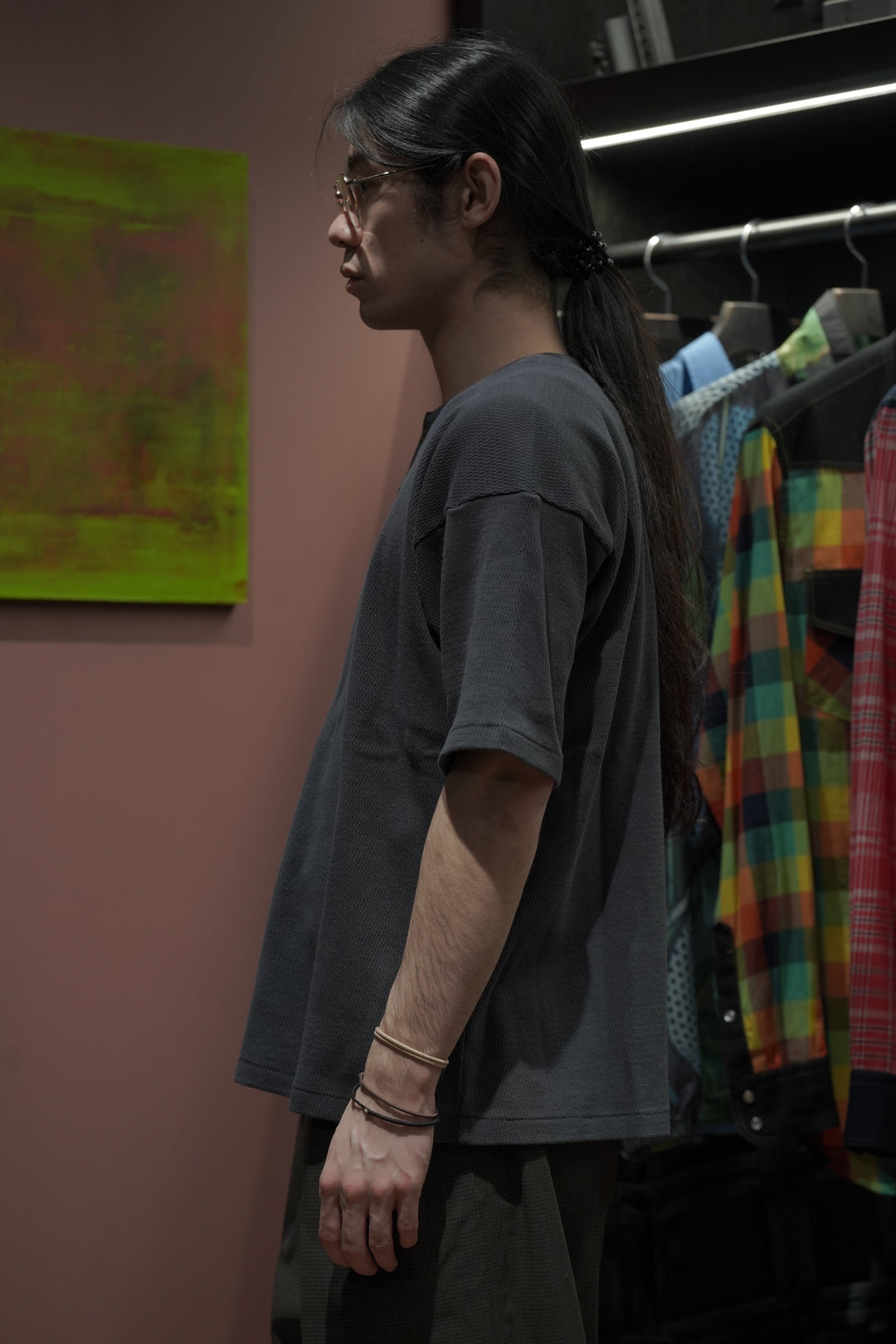 Taiga Takahashi(タイガタカハシ)2026SSの HENRY NECK SHIRT (CHARCOAL