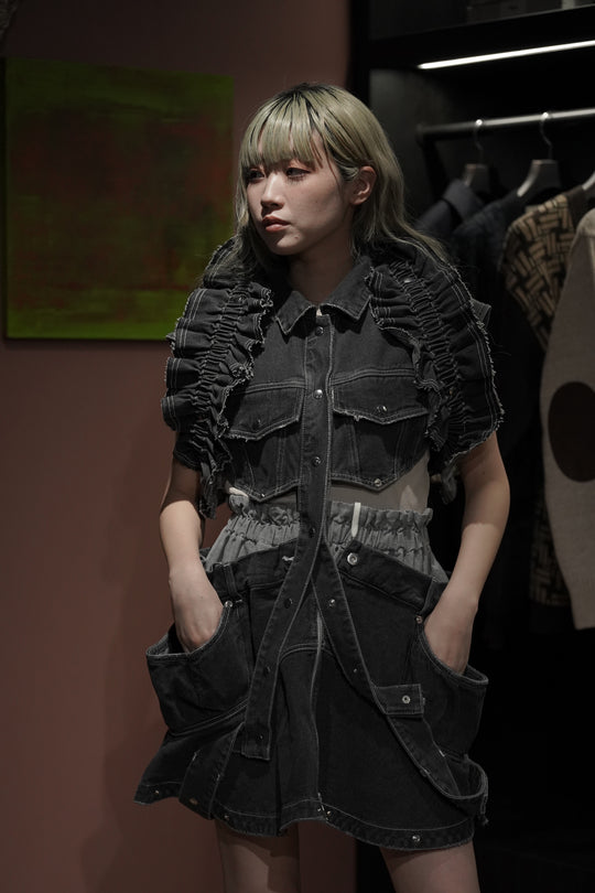 HOUGA(ホウガ)のjean frill belt(black)(ベスト)の通販 | CEDARWOOD