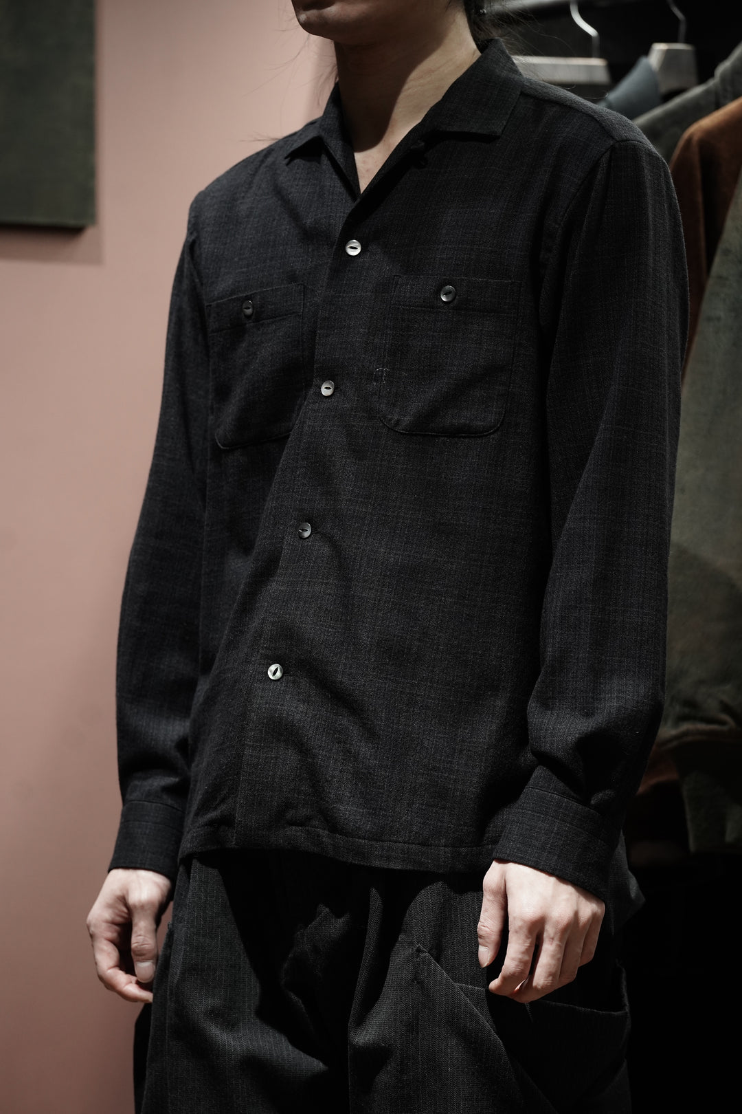 TAIGA TAKAHASHA BAND COLLOR SHIRT P/O (Ivory Jacquard) (Shirt TAIGA TAKAHASHA BAND COLLOR SHIRT P/O (Ivory Jacquard) (Shirt