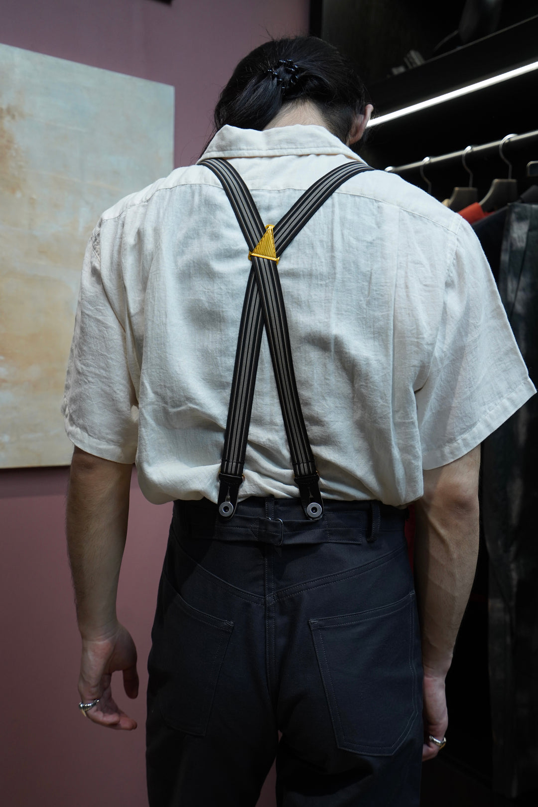 Taiga Takahashi(タイガタカハシ)のSUSPENDER(MULTI STRIPE BLACK