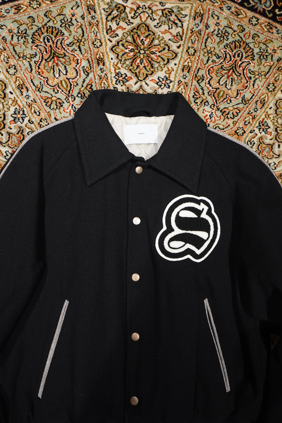 SUGARHILL(シュガーヒル)のMELTON STADIUM JACKET(BLACK)(ジャケット