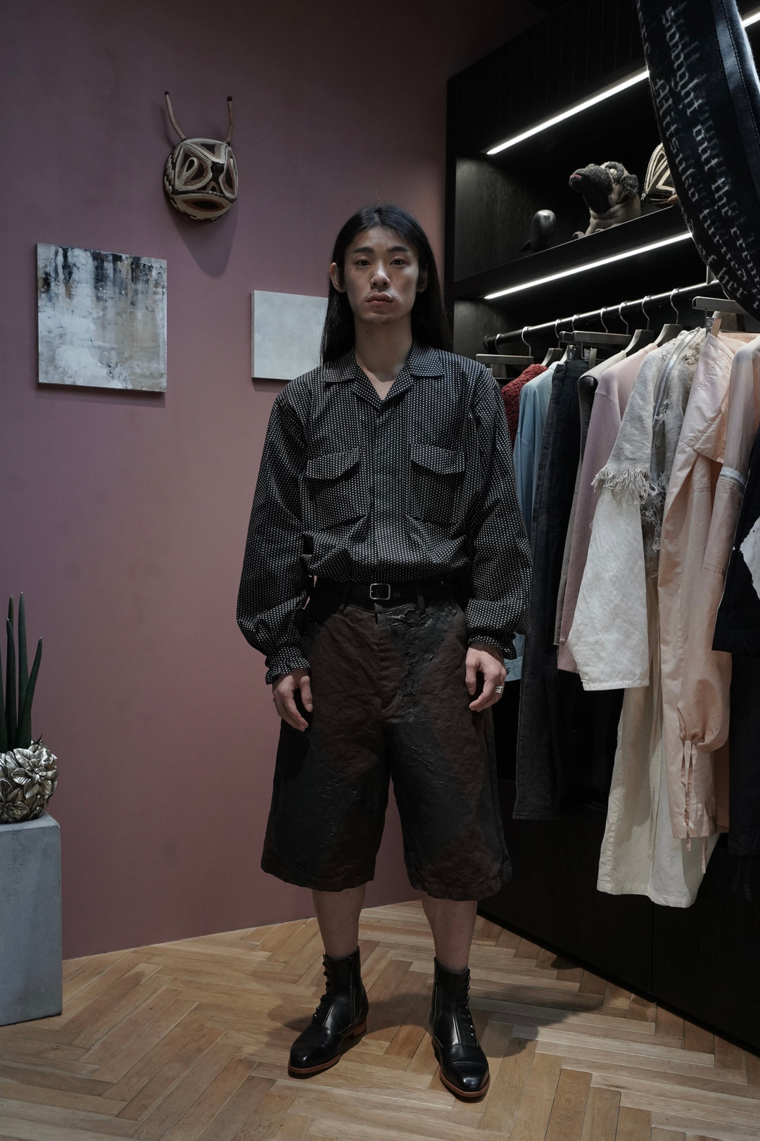 【SARTO】 \"OPEN COLLAR BLOUSE\" SARTO OPEN COLLAR BLOUSE BLACK/O.WHITE | CASANOVA&CO