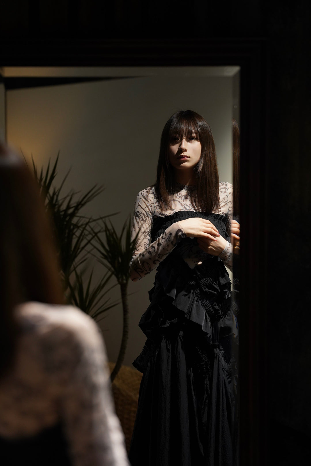 美品 HOUGA kiki frill skirt dress black 黒 HOUGA(ホウガ)のkiki frill dress(black)(スカート)の通販